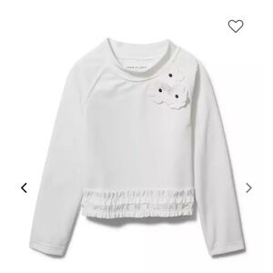 Janie and Jack White Floral Appliqué Ruffle Hem Rash Guard